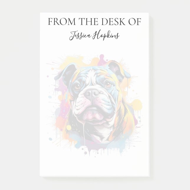 Bulldog Lover Monogrammed Dog Post-it Notes (Front)