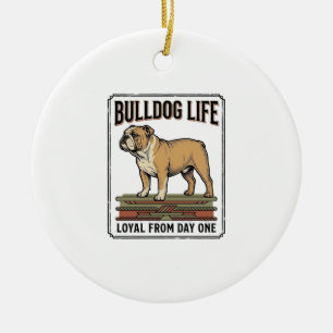 Bulldog Lover Shirt Vintage Engraved Dog Art_1 Ceramic Tree Decoration
