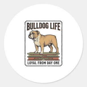 Bulldog Lover Shirt Vintage Engraved Dog Art_1 Classic Round Sticker