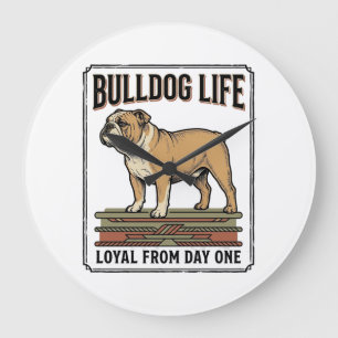 Bulldog Lover Shirt Vintage Engraved Dog Art_1 Large Clock