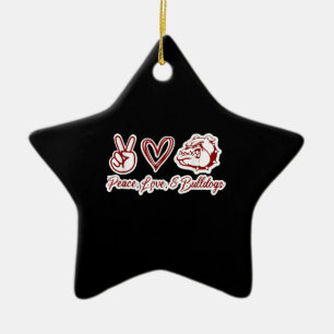 Bulldog Lovers   Bulldog Peace Love Bulldog Owner Ceramic Tree Decoration