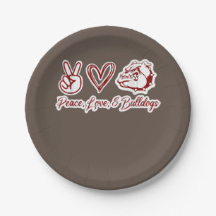 Bulldog Lovers   Bulldog Peace Love Bulldog Owner Paper Plate