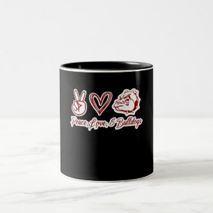 Bulldog Lovers   Bulldog Peace Love Bulldog Owner Two-Tone Coffee Mug
