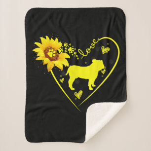Bulldog Lovers   Love Bulldog Sunflower Dog Lover Sherpa Blanket