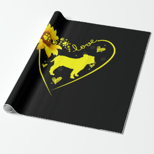 Bulldog Lovers   Love Bulldog Sunflower Dog Lover Wrapping Paper