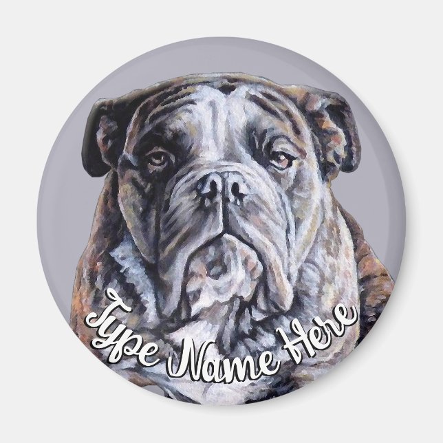 Bulldog Magnet Personalised English Bulldog Gift (Front)