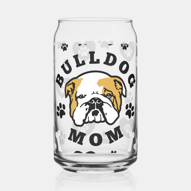 Bulldog Mama Can Glass (Left)