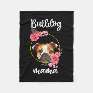 Bulldog Mama Dog Mum Floral Fleece Blanket