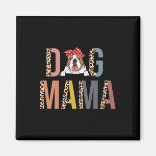 Bulldog Mama Leopard Print Dog Mum Magnet