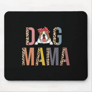 Bulldog Mama Leopard Print Dog Mum Mouse Mat