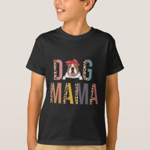 Bulldog Mama Leopard Print Dog Mum T-Shirt