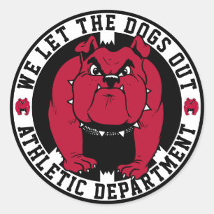 Bulldog Mascot We Let The Dogs Out Athletic Dept. Classic Round Sticker