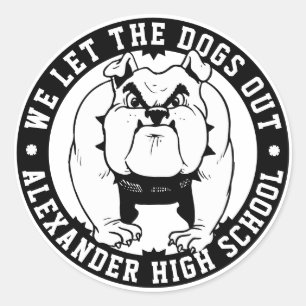 Bulldog Mascot We Let The Dogs Out School Athletic Classic Round Sticker