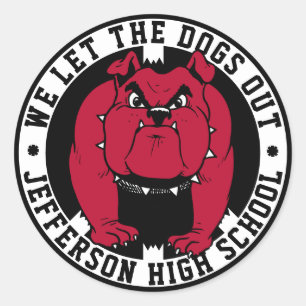 Bulldog Mascot We Let The Dogs Out School Sports Classic Round Sticker