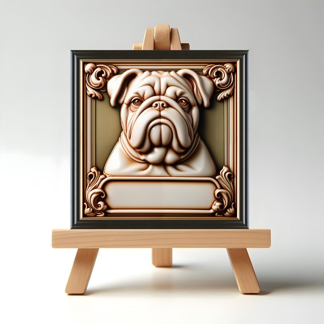 Bulldog memorial tile (Bulldog Memorial displayed on easel)