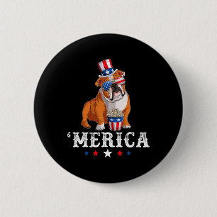 Bulldog Men Women Usa American Flag English Bulldo 6 Cm Round Badge