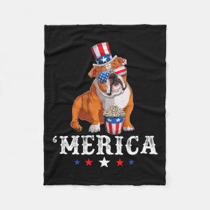 Bulldog Men Women Usa American Flag English Bulldo Fleece Blanket