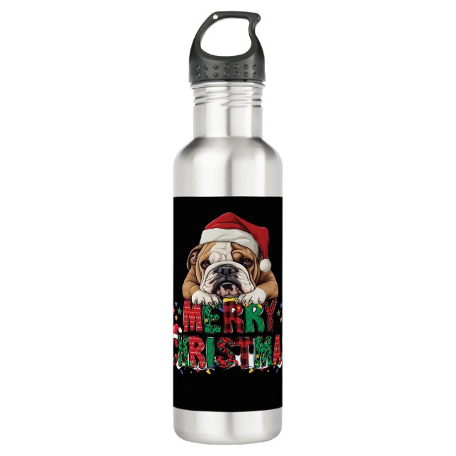 Bulldog - Merry Christmas Dog Classic T-Shirt 710 Ml Water Bottle (Front)