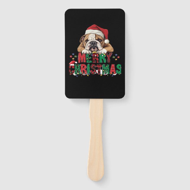 Bulldog - Merry Christmas Dog Classic T-Shirt Hand Fan (Front)