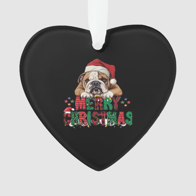 Bulldog - Merry Christmas Dog Classic T-Shirt Ornament (Front)