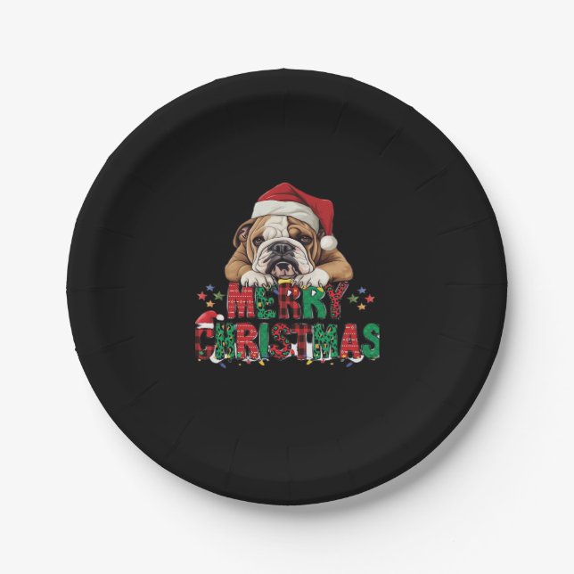 Bulldog - Merry Christmas Dog Classic T-Shirt Paper Plate (Front)
