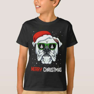 Bulldog Merry Christmas Pajama Cute Dog Santa Hat  T-Shirt