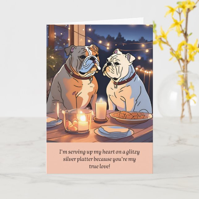 bulldog message happy birthday card (Yellow Flower)