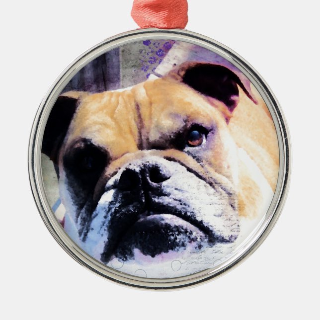 Bulldog Metal Tree Decoration (Front)