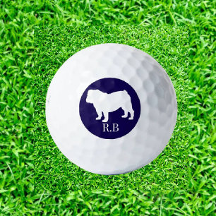 Bulldog Monogrammed Blue Navy Custom Golf Golf Balls
