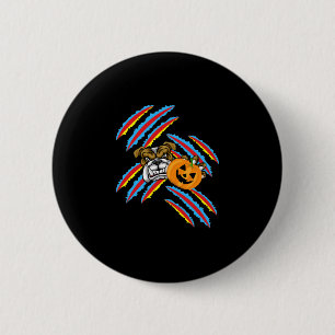 Bulldog Mum Halloween Pumpkin  6 Cm Round Badge