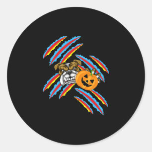 Bulldog Mum Halloween Pumpkin Classic Round Sticker