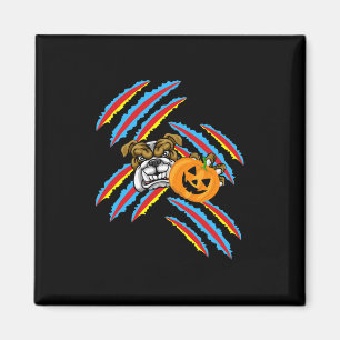 Bulldog Mum Halloween Pumpkin  Magnet