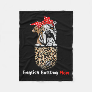 Bulldog Mum Pocket Bulldog Mum Mother's Day  Fleece Blanket