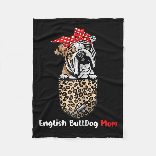 Bulldog Mum Pocket Bulldog Mum Mother's Day  Fleece Blanket (Front)