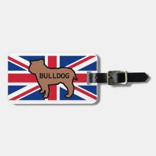 bulldog name silhouette on flag red luggage tag