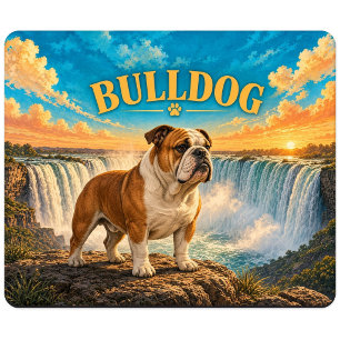 Bulldog, Niagara Falls Vintage Watercolor Dog Art Mouse Mat
