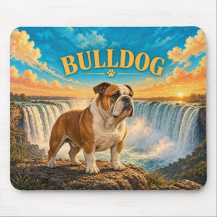 Bulldog, Niagara Falls Vintage Watercolor Dog Art Mouse Mat