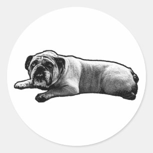 Bulldog Night Café Classic Round Sticker
