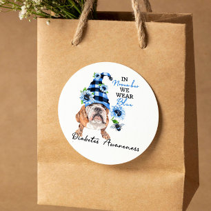 Bulldog November We Wear Blue Diabetes Awareness Classic Round Sticker