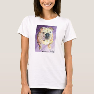 Bulldog Oil Portrait White Ladies Fitted T-Shirt