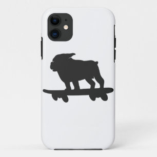 Bulldog on a skateboard - Choose background colour iPhone 11 Case