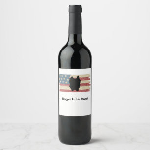 Bulldog on American Flag Wine Label
