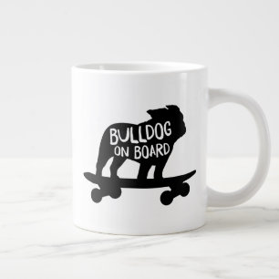 Bulldog on Board Skateboarding Dog Silhouette Large Coffee Mug