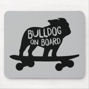 Bulldog on Board   Skateboarding Dog Silhouette Mouse Mat