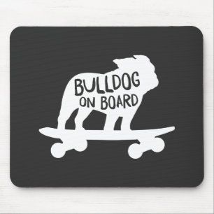 Bulldog on Board   Skateboarding Dog Silhouette Mouse Mat