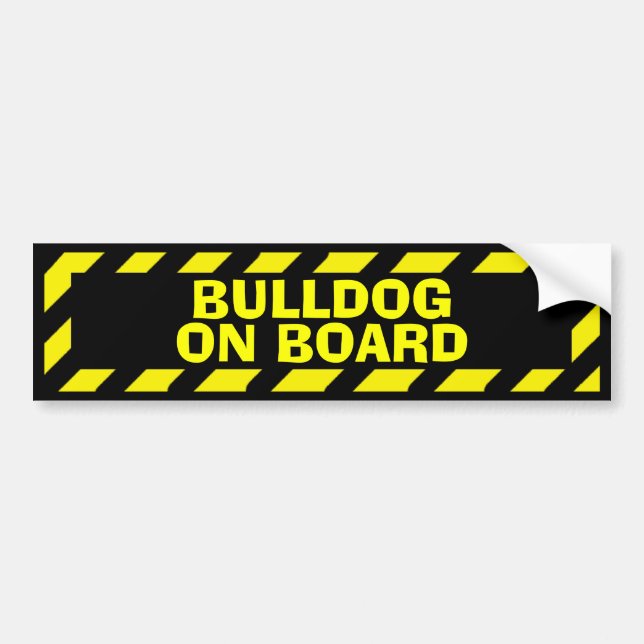 Bulldog on board yellow caution sticker (Front)