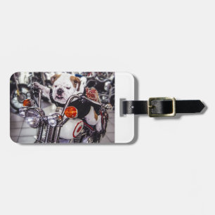 Bulldog on Motorcycle Luggage Tag