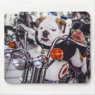 Bulldog on Motorcycle Mouse Mat