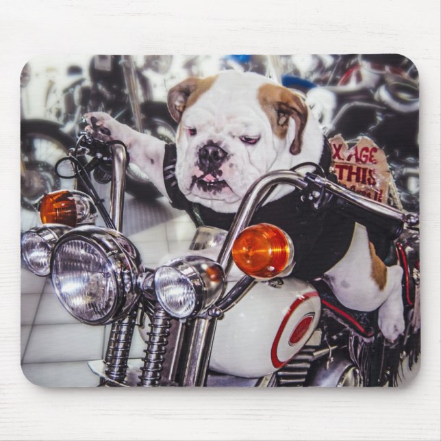 Bulldog on Motorcycle Mouse Mat (Front)
