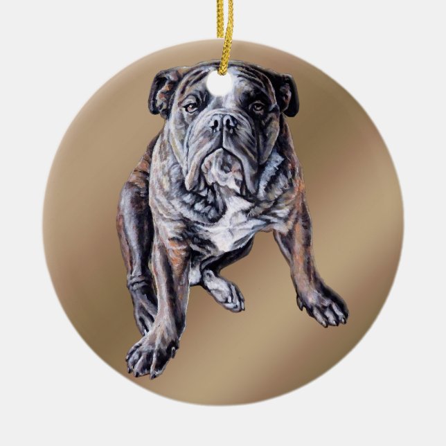 Bulldog Ornament Personalised English Bulldog Gift (Front)